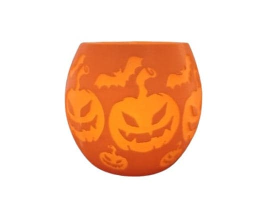 Tealight Halloween Pumpkin Cup-Festive Plastic Candle Holder for Halloween Decor