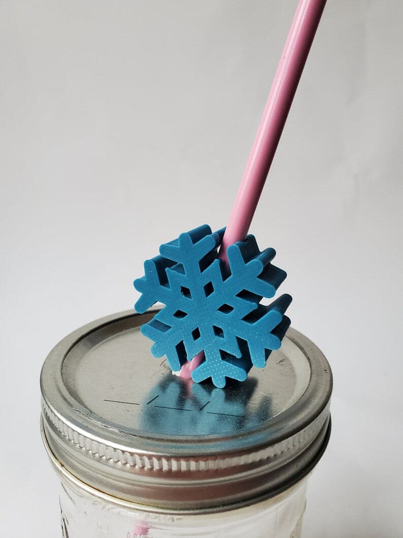Snowflake Straw 5Pcs Topper Straw Buddy Multiple Colors