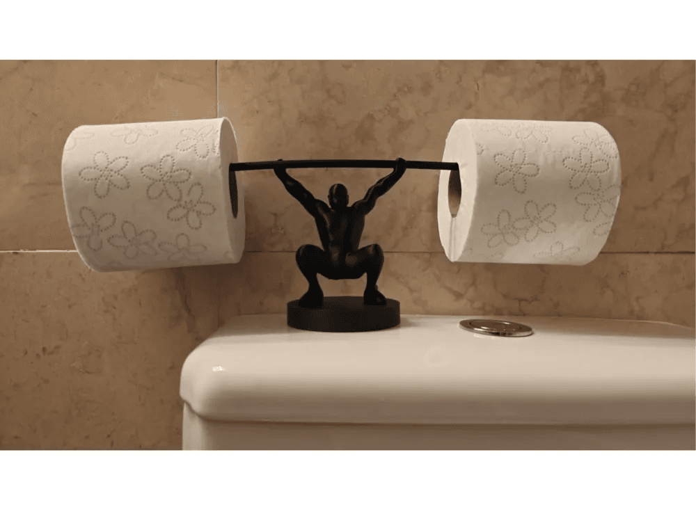 Weightlifter Toilet Paper Holder – Funny Novelty Bathroom Decor Gift
