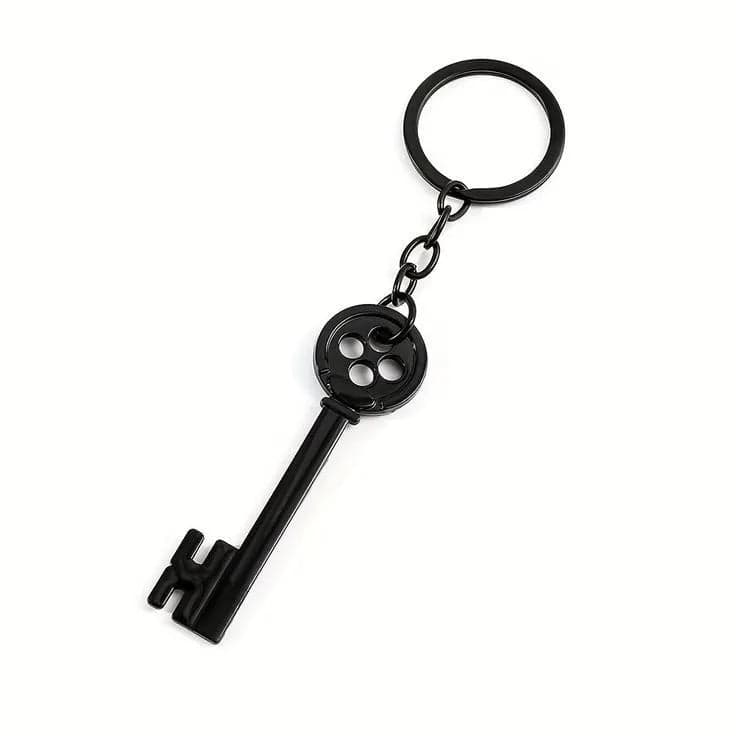 Coraline Key Shaped Keychain – Spooky Halloween Plastic Keychain for Bag pack