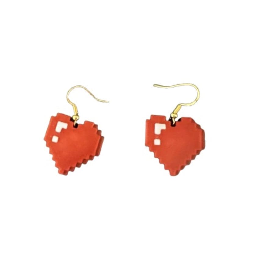Pixel Heart Earrings - Plastic | Valentine's Day Earrings