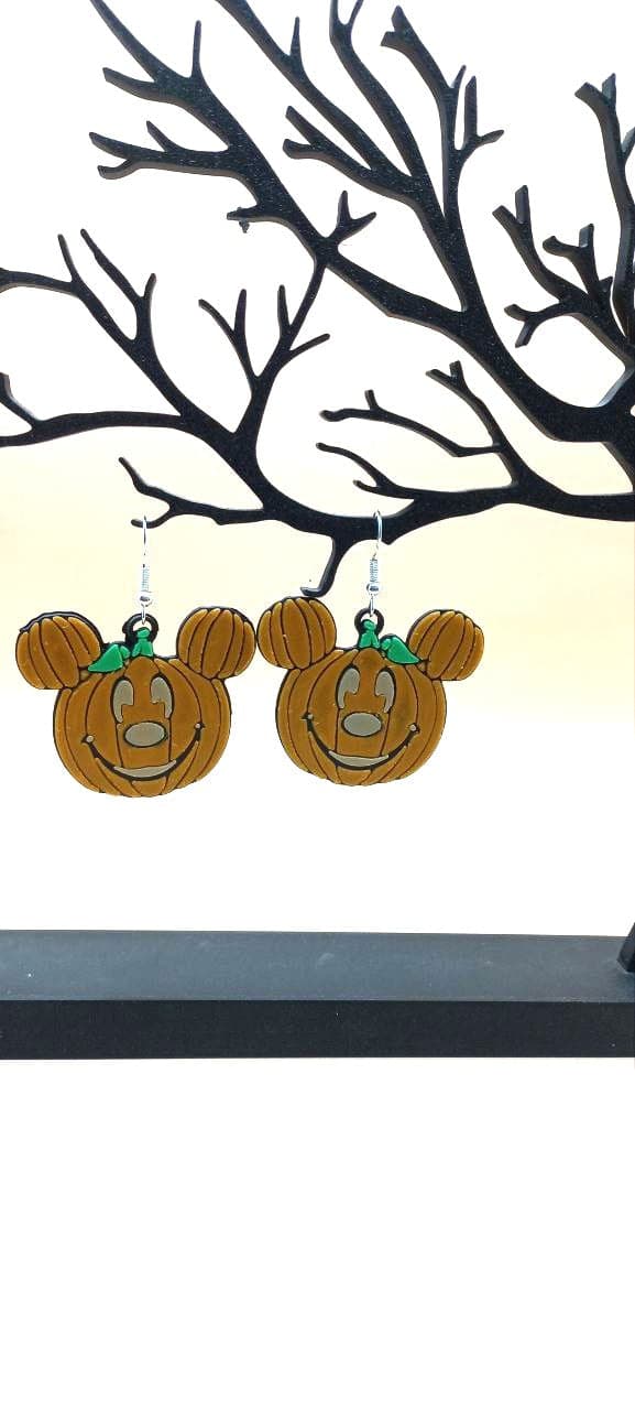 Mickey Pumpkin Earrings – Plastic Halloween-Themed Jewelry