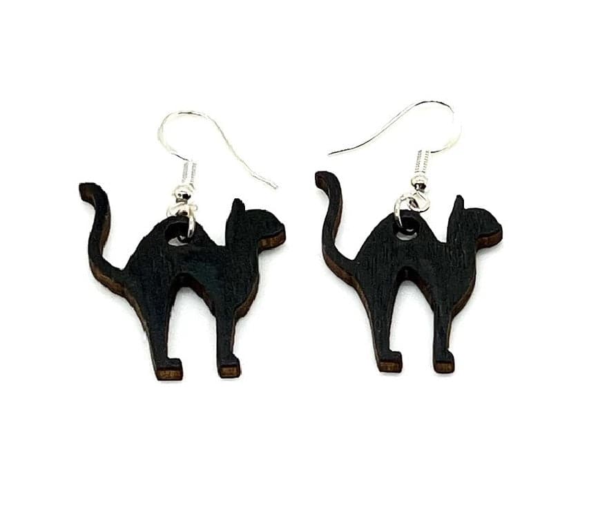 Witchy Cat Earrings - Magical Spooky Halloween Plastic Cat Earrings